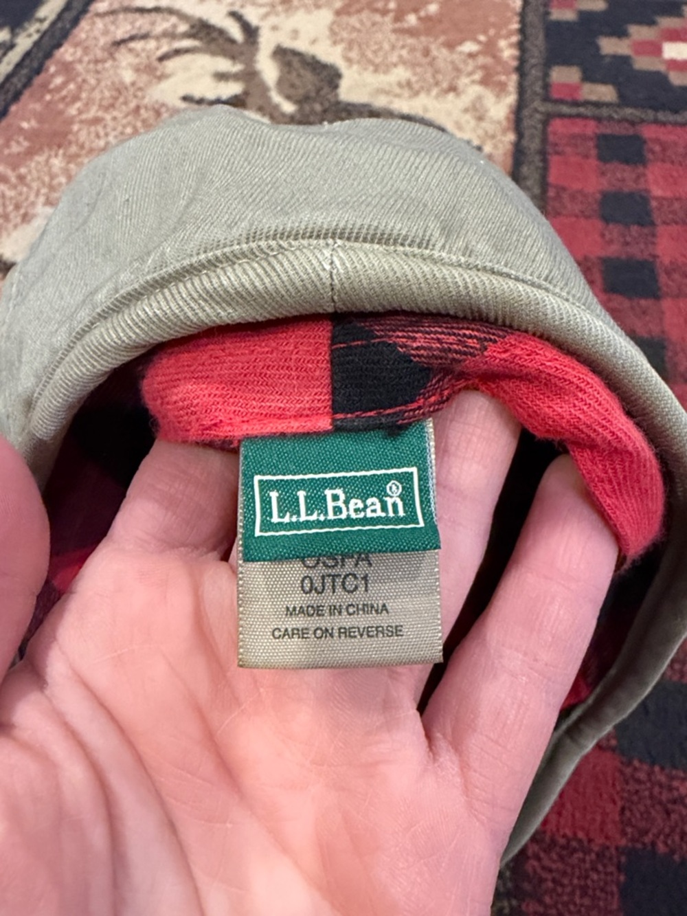Mens LL Bean canvas plaid lined hat - Picture 3 of 5